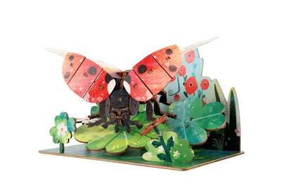 Puzzle drewniane 3D Biedronka w kwiatach 12572