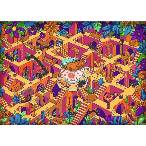 PUZZLE 500 PremPlus Maze Wesołe jamniki 37630