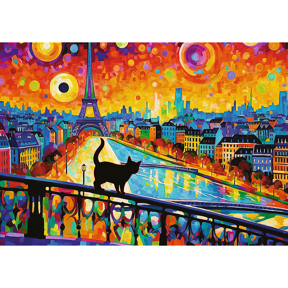 Puzzle 1000 elementów kot w paryżu