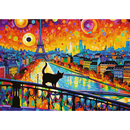 Puzzle 1000 elementów kot w paryżu