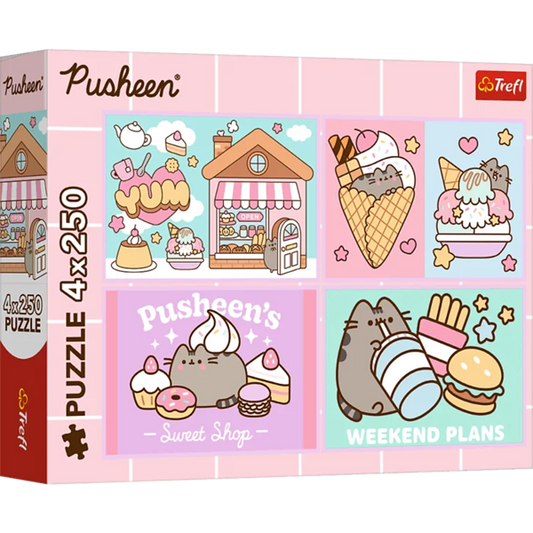 Puzzle 4x250 Poznajcie Pusheena