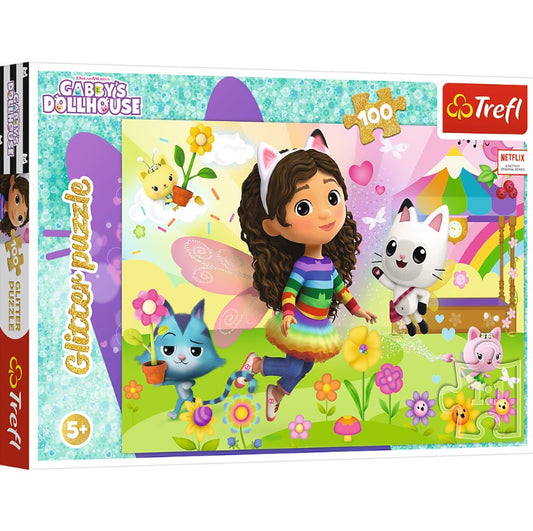 Puzzle 100 elementów glitter brokatowa gabby