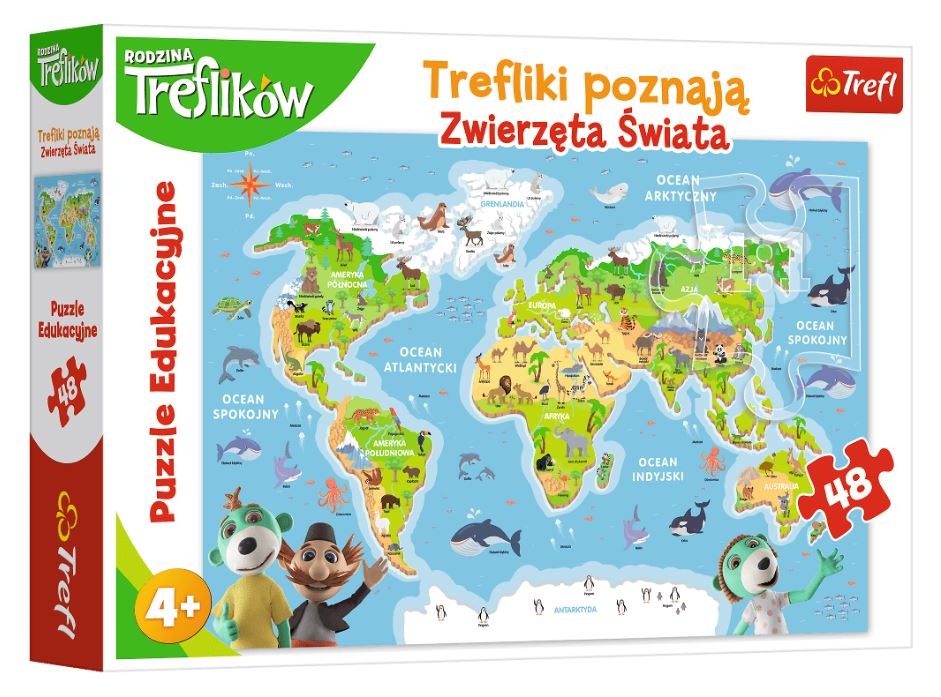PUZZLE 48 EDUK.Trefliki poznają zwierzęta 15552