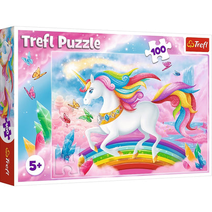 Puzzle 100 w kryształowym świecie jednorożców