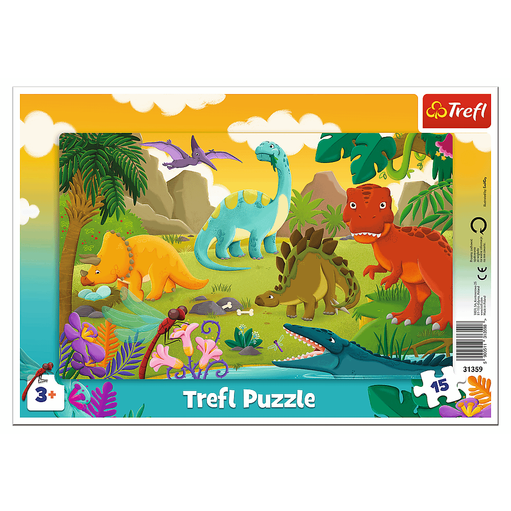 PUZZLE Ramkowe 15 Dinozaury 31359