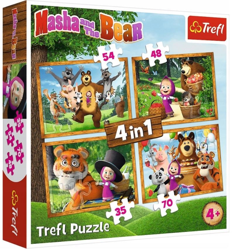 PUZZLE 4w1 Leśne przygody Maszy 34329
