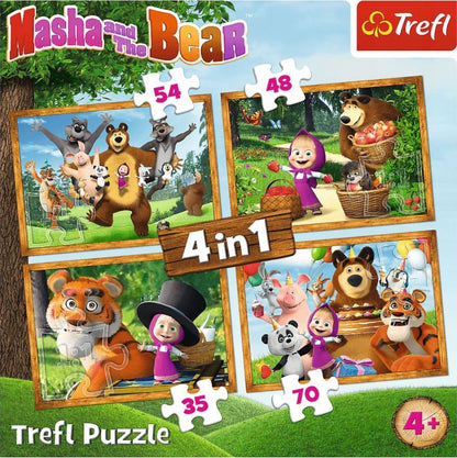 PUZZLE 4w1 Leśne przygody Maszy 34329