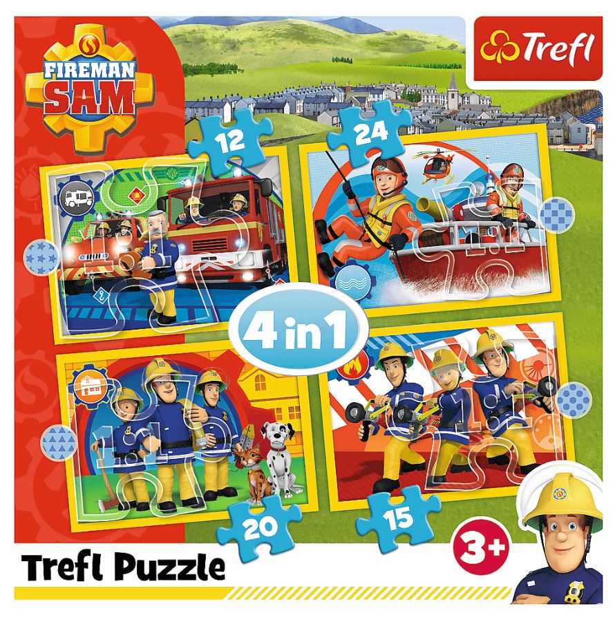 PUZZLE 4w1 Pomocny Strażak Sam 12/15/20/24 34373