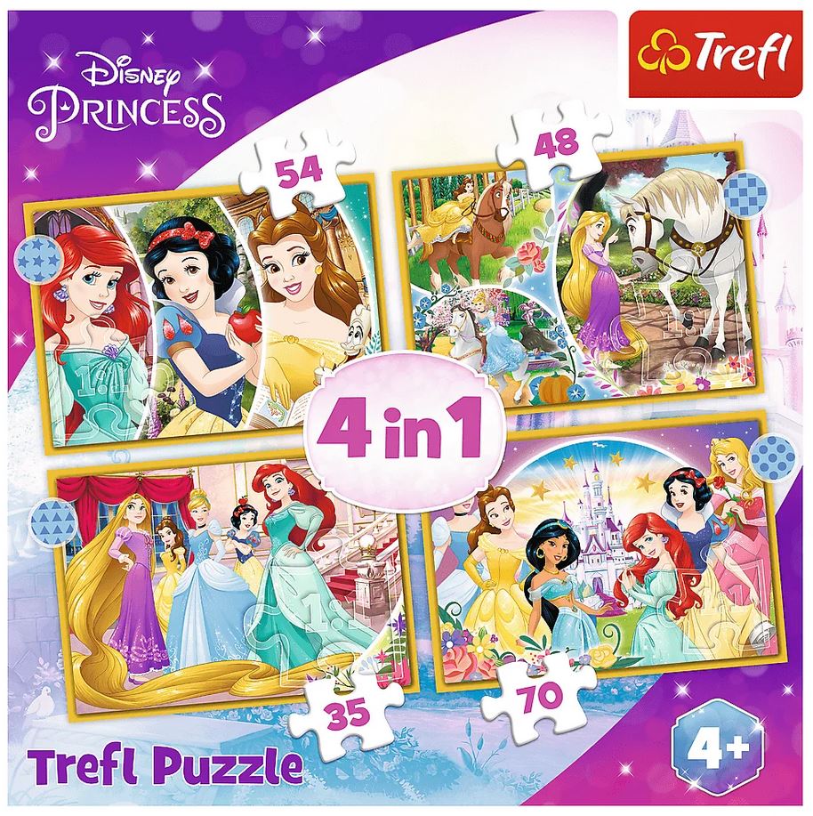 PUZZLE 4w1 Szczęśliwy dzień /Disney Princess 34385