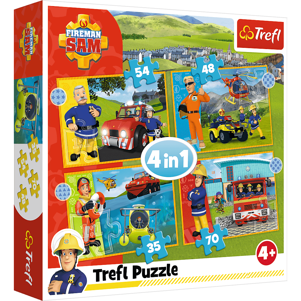 PUZZLE 4w1 Odważny Strażak Sam 34387
