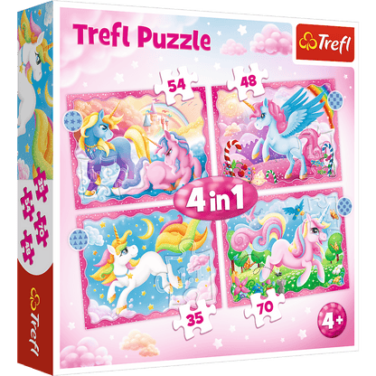 PUZZLE 4w1 Jednorożce i magia 34389