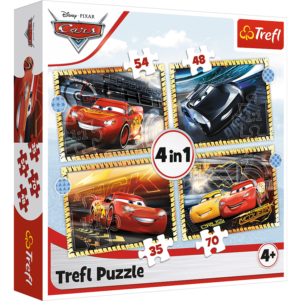 PUZZLE 4w1 Do startu,gotowi,start!Cars 34608