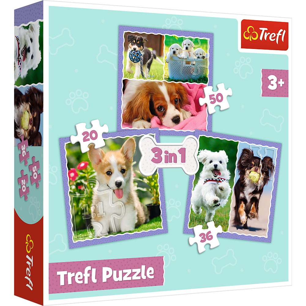 Puzzle 3w1 Urocze pieski