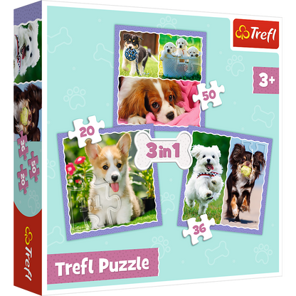 Puzzle 3w1 Urocze pieski