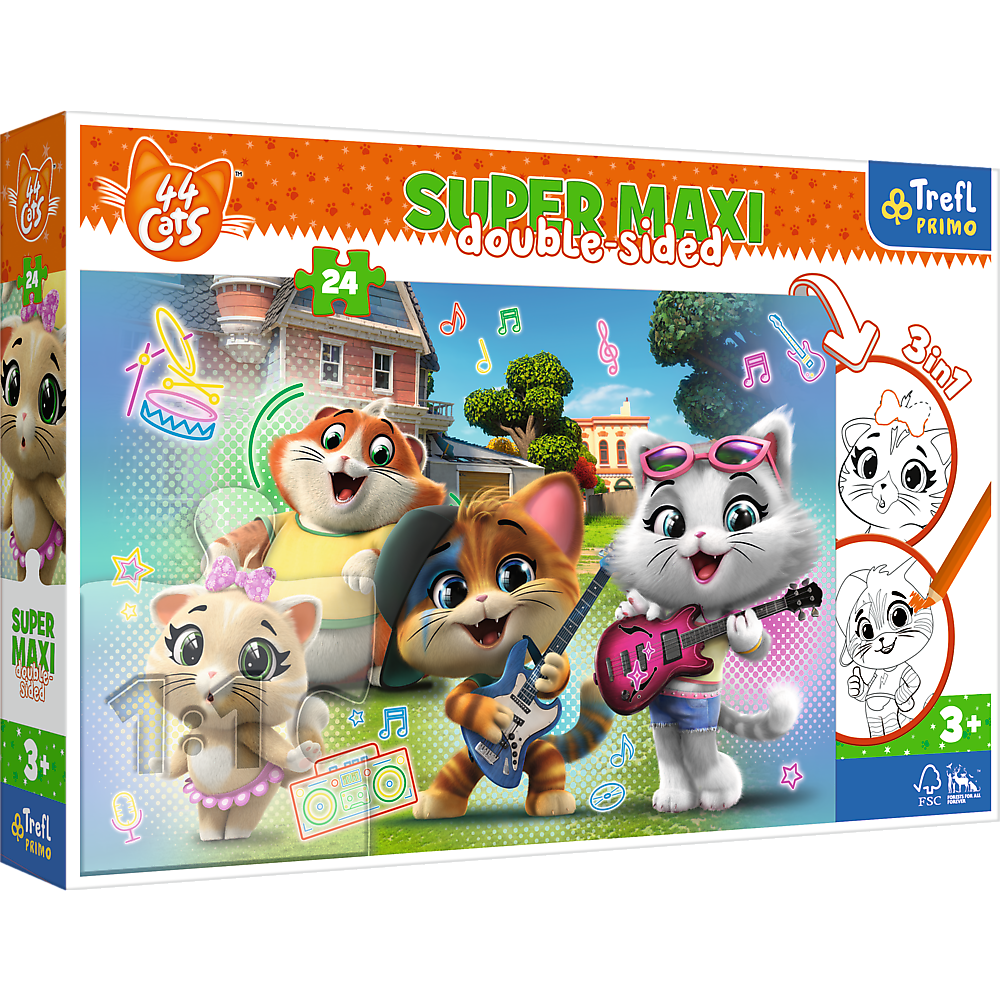 Puzzle supermaxi 24 elementy radosne koty rainbow