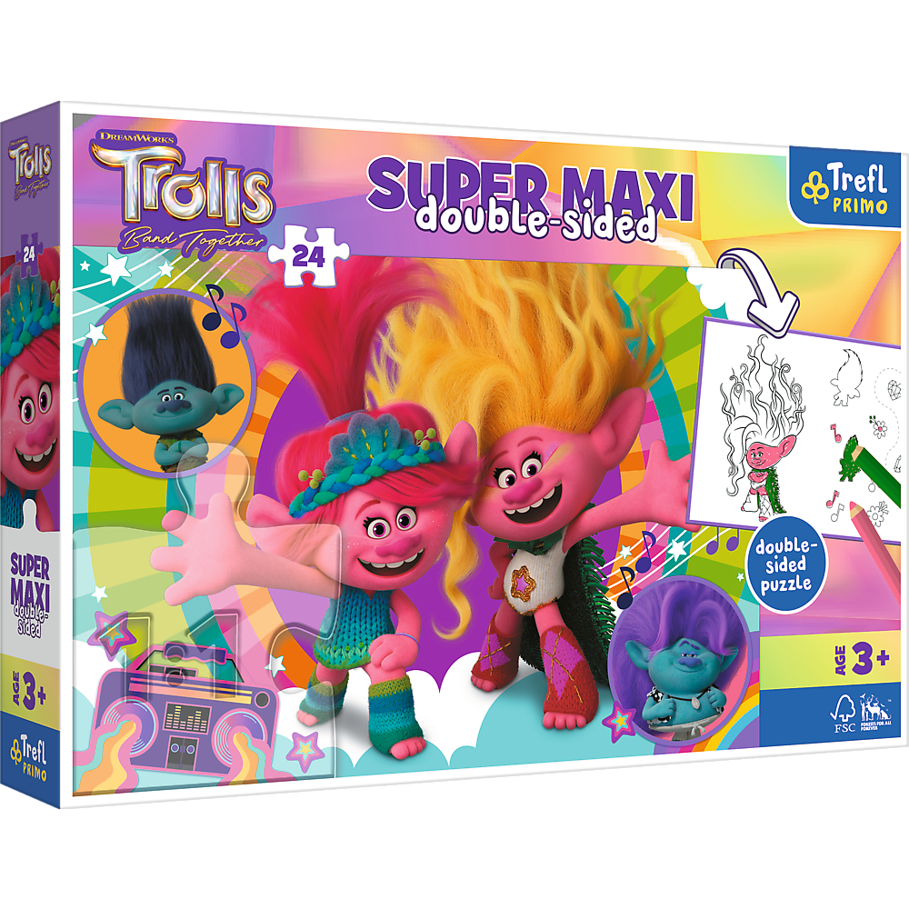 PUZZLE 24 SUPERMAXI Wesoły dzień Trolli 41017