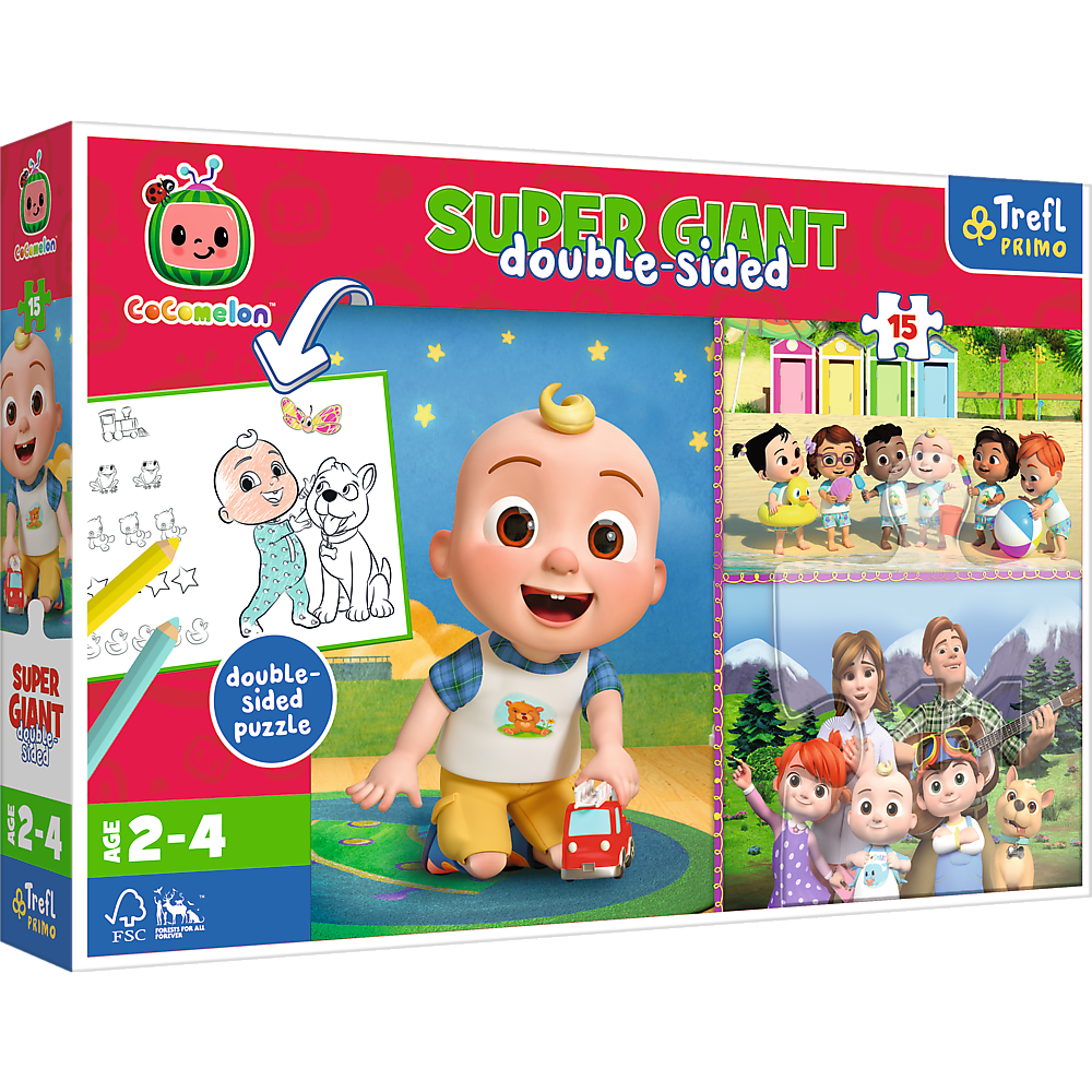Puzzle giant 15 elementów cocomelon wesoły dzień przyjaciół