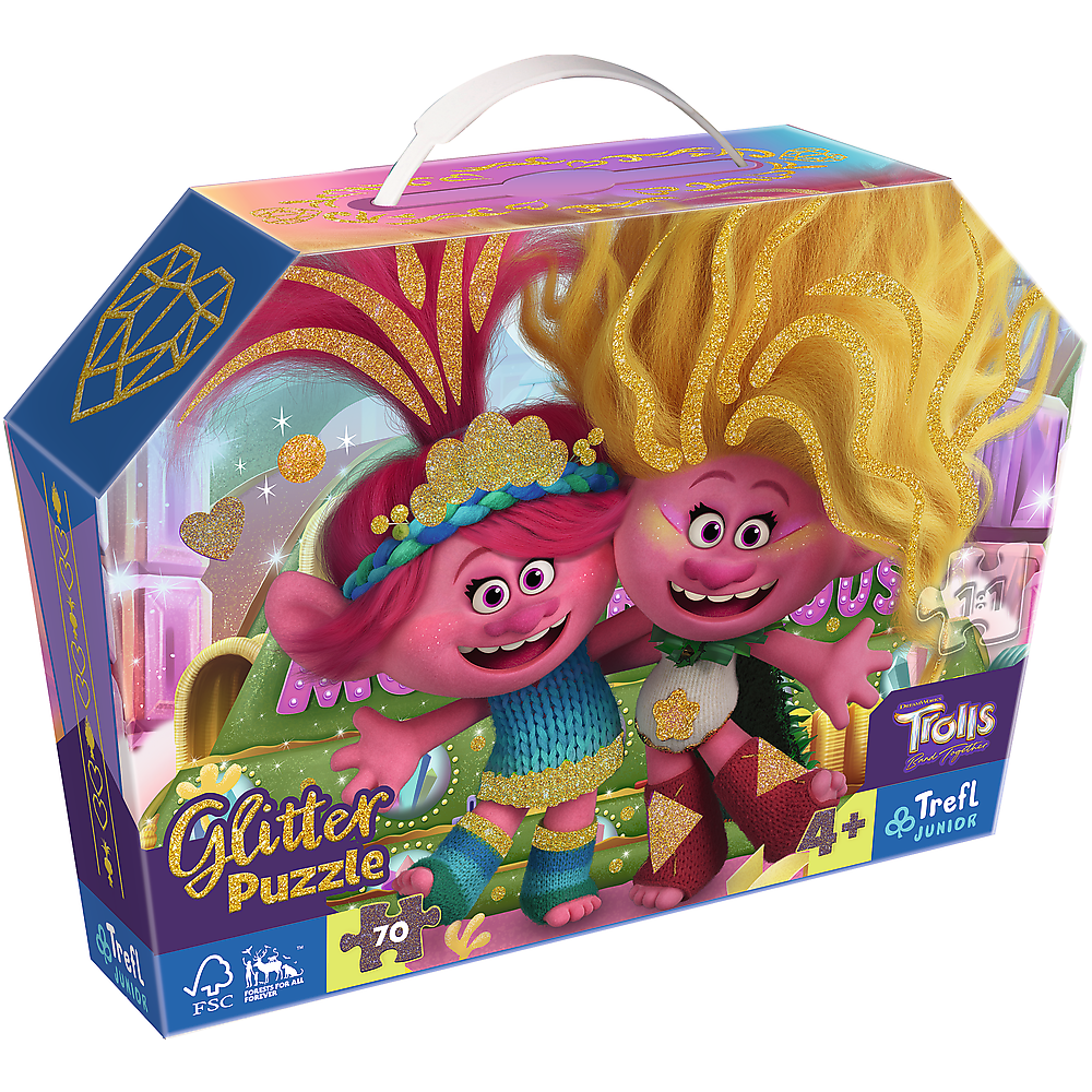 PUZZLE 70 Glitter w kuf.brokat Trolle 53021