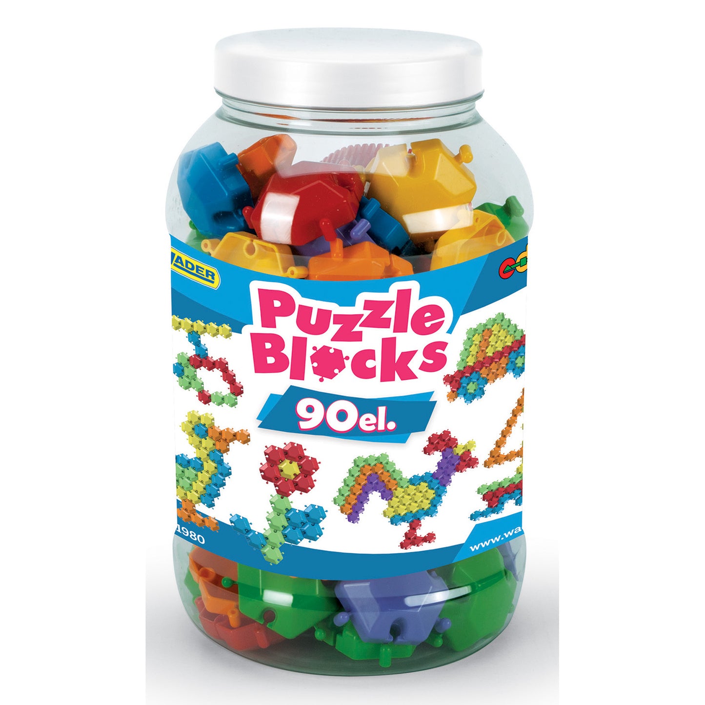 WADER Klocki Puzzle słoik duży90szt 1+ 41980 19803