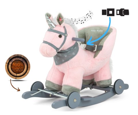 Koń na biegunach polly pink jednorożec