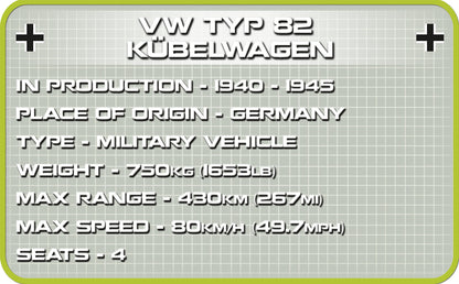 COBI HC WWII VW Type 82 Kubelwagen 195kl 2402