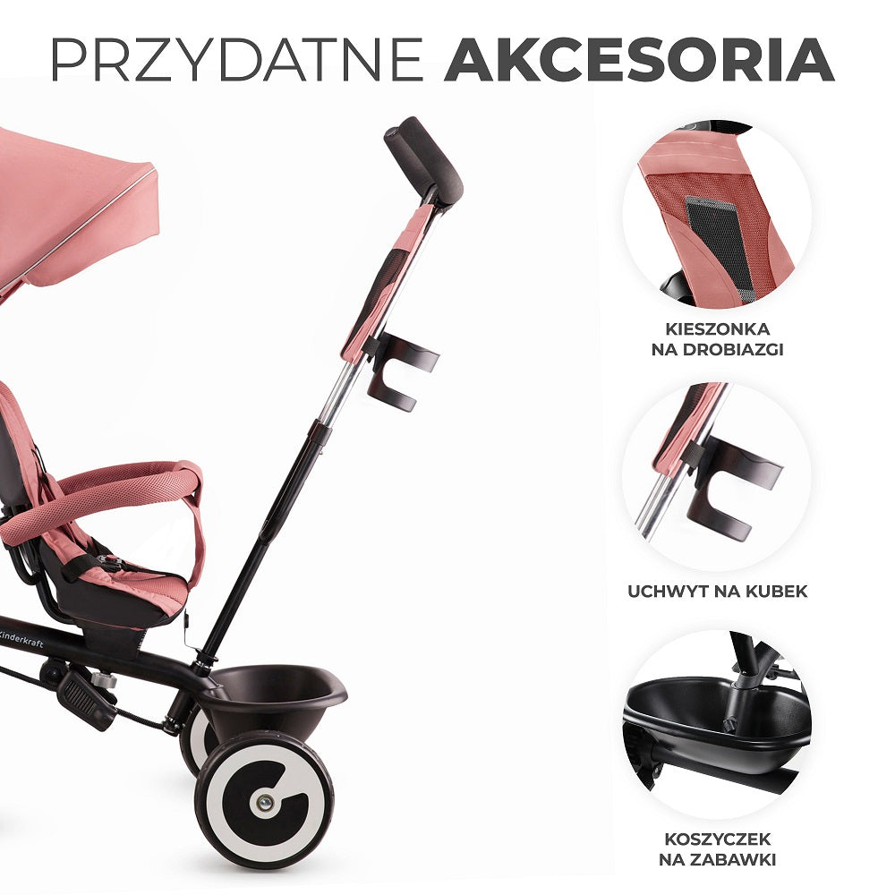 Kinderkraft Rowerek 3koł Aston RosePink 22369