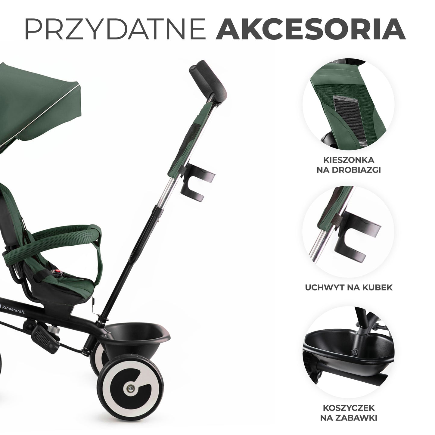 Kinderkraft Rowerek 3koł AstonMystGreen 22376