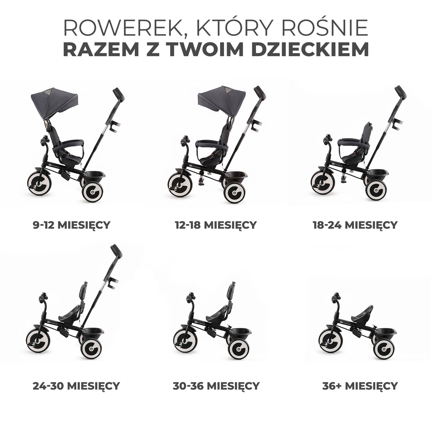Kinderkraft Rowerek 3koł Aston MalaGrey 22383