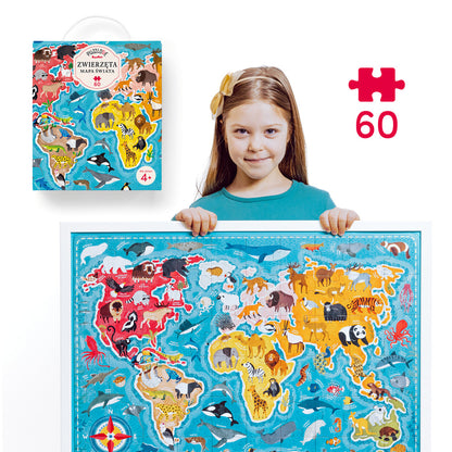 CzuCzu Puzzlove Zwierzęta Mapa Świata 60el 91927