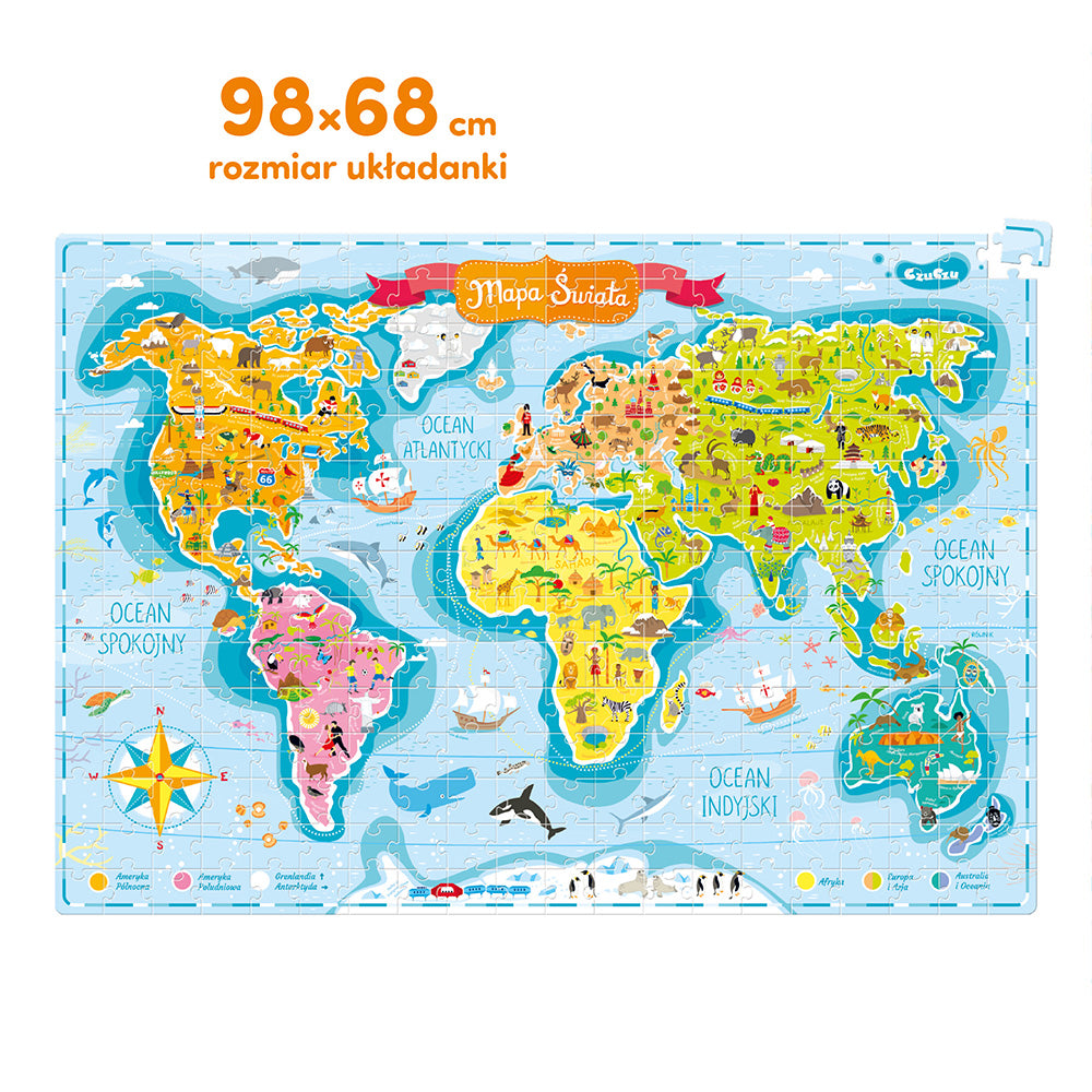 CzuCzu Puzzle Mapa świata 300el 91934