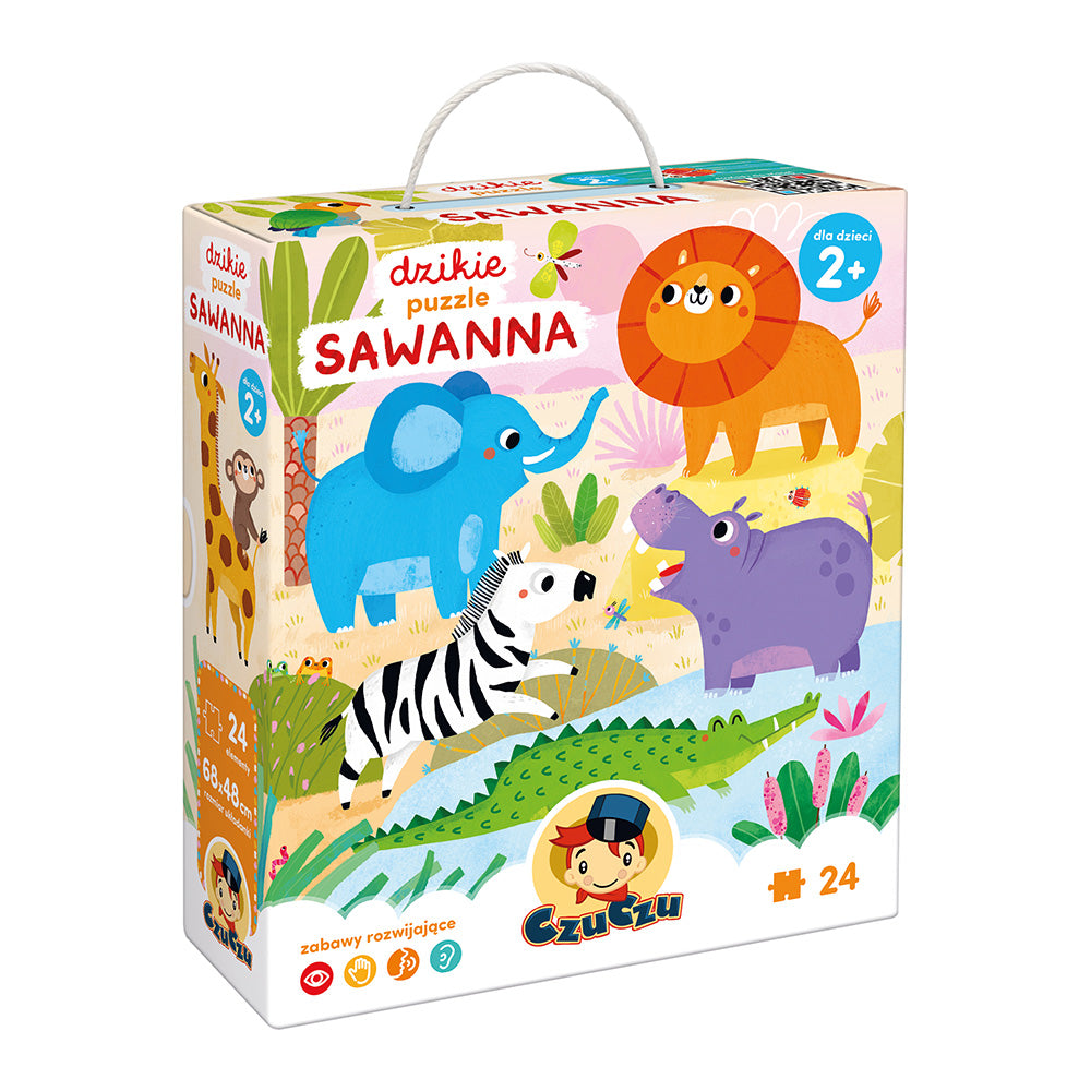 Dzikie puzzle sawanna 2+