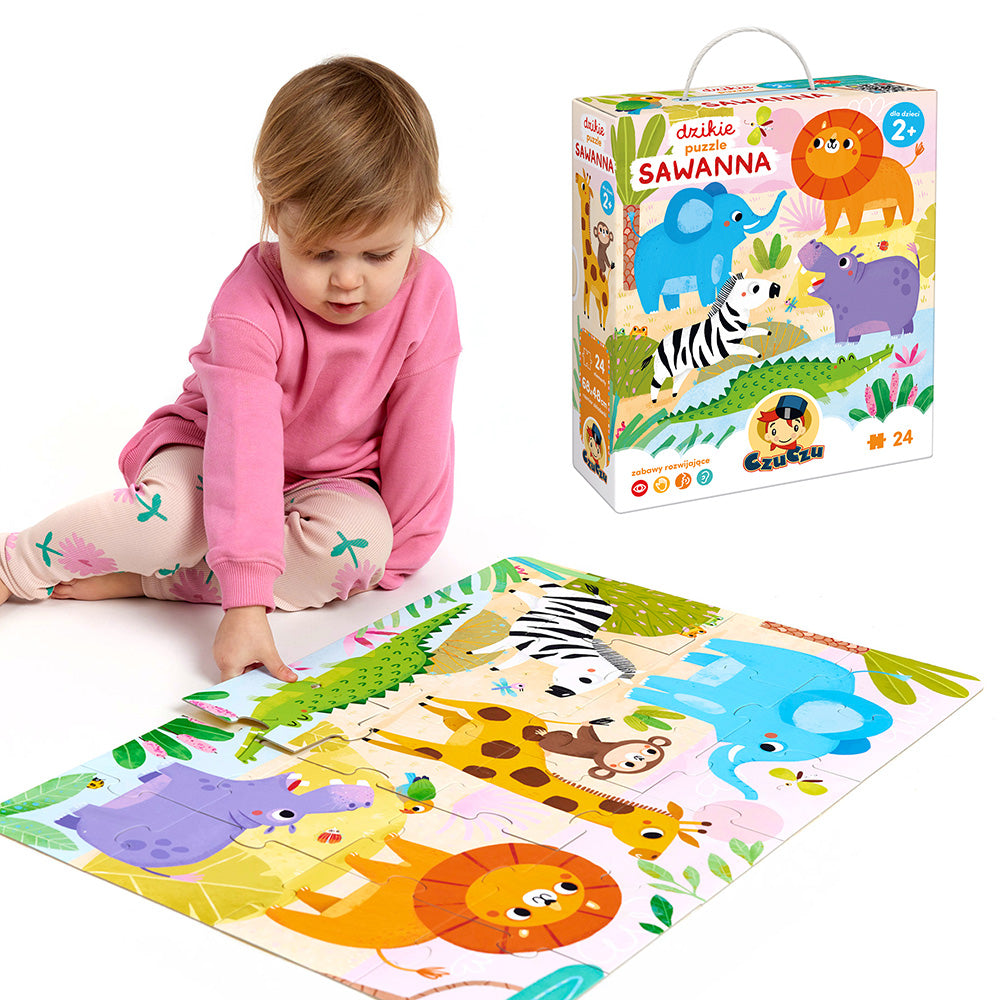 Dzikie puzzle sawanna 2+