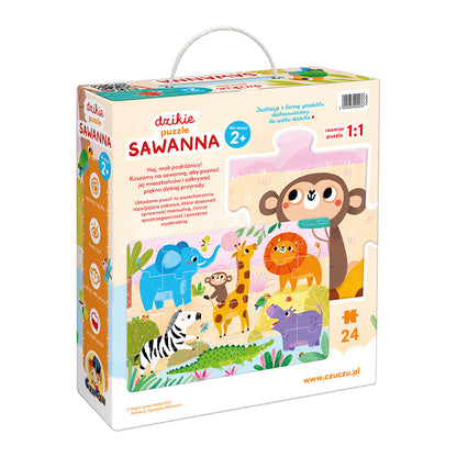 Dzikie puzzle sawanna 2+