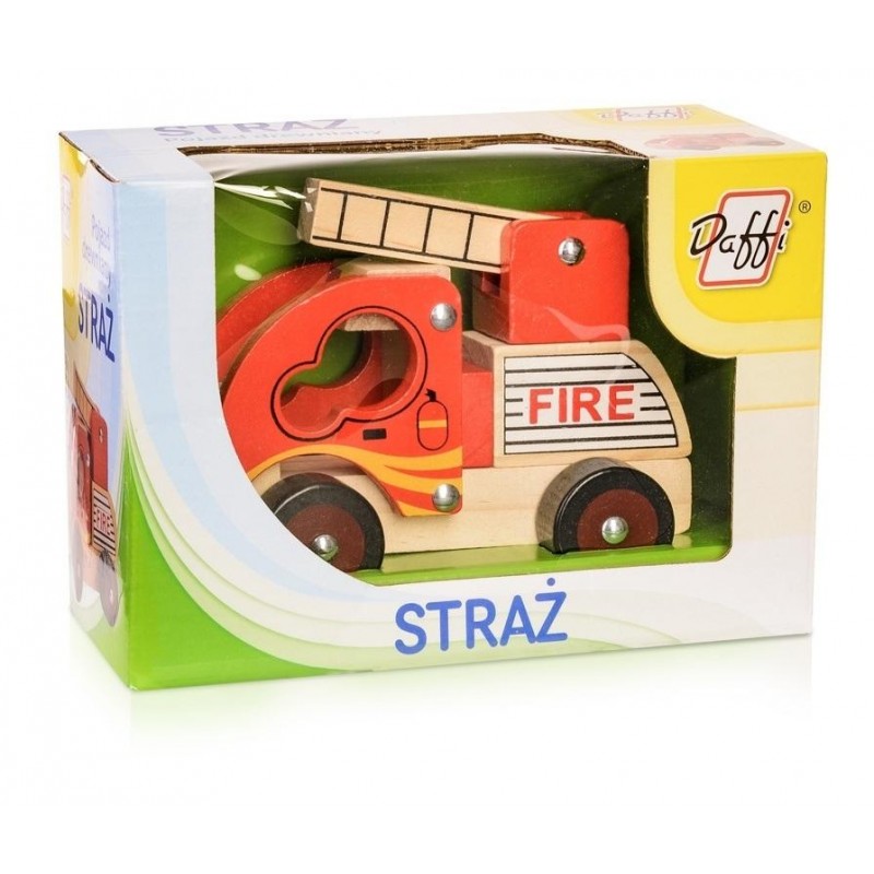 Drewniane auto z oponami Straż pożarna D-101 41011