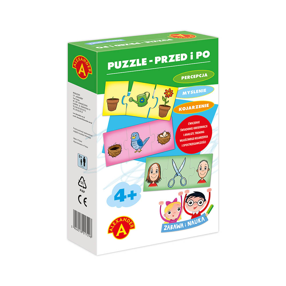 Puzzle przed i po zabawa i nauka