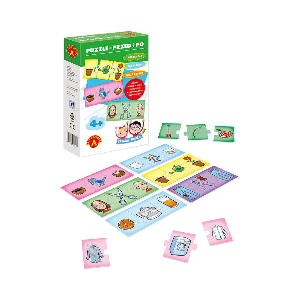 Puzzle przed i po zabawa i nauka