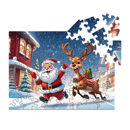 Puzzle drewniane Mikołaj i Renifer - 50 elementów