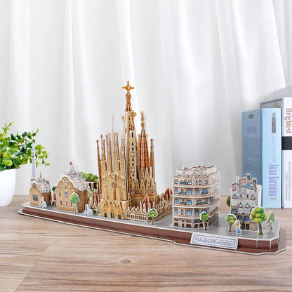 Cubic fun puzzle 3d city line barcelona