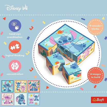 Drewniane klocki puzzle, Lilo i Stitch