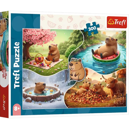 Puzzle 300 el. Cztery pory roku z kapibarami