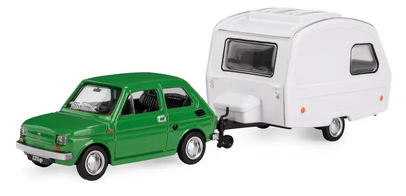 Fiat 126p + przyczepa kempingowa Niewiadów K-608 zielony