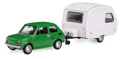 Fiat 126p + przyczepa kempingowa Niewiadów K-608 zielony