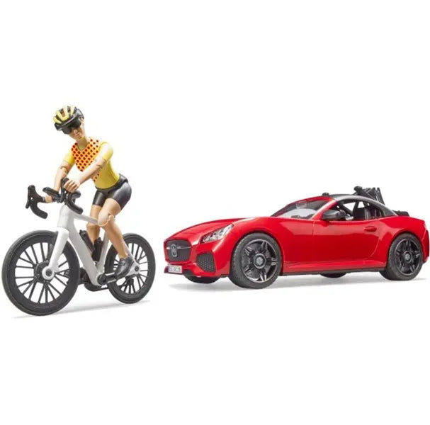BRUDER czerwony roadster z rowerem 03485