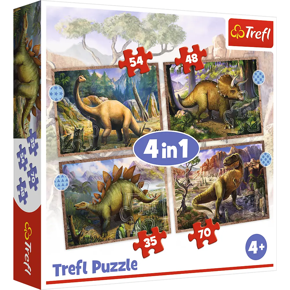 Puzzle 4w1 ciekawe dinozaury