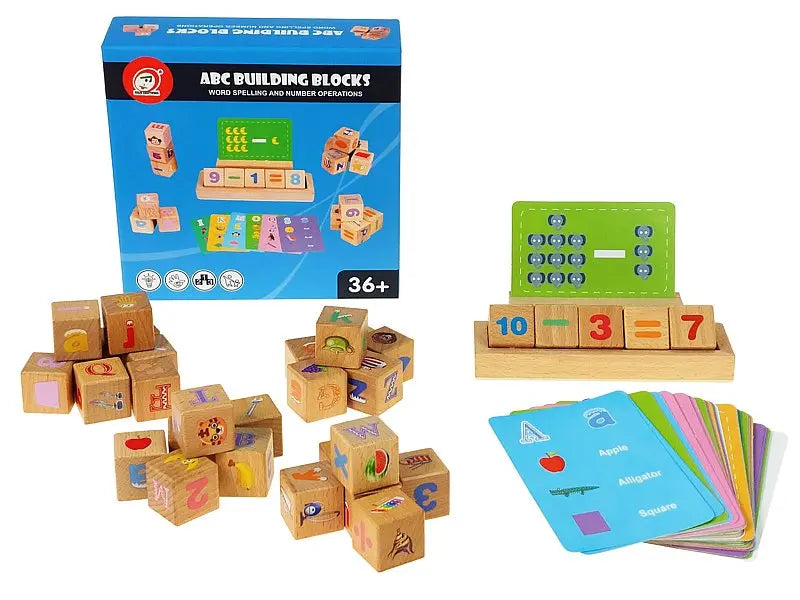 Zestaw klocków 3x3x3cm i kart edukacyjnych