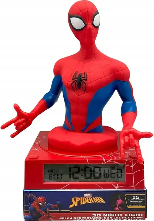 Spiderman lampka nocna 3d z budzikiem