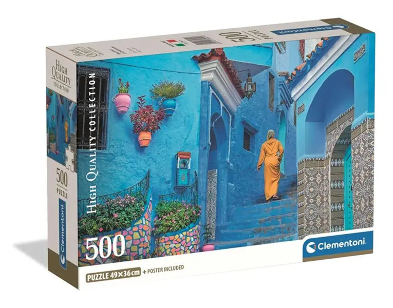 Puzzle 500 Compact Blue Street Of Chefchaouen