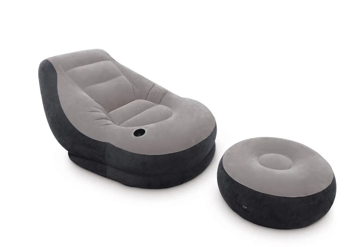 Pufa flokowana modern + podnóżek 68564NP