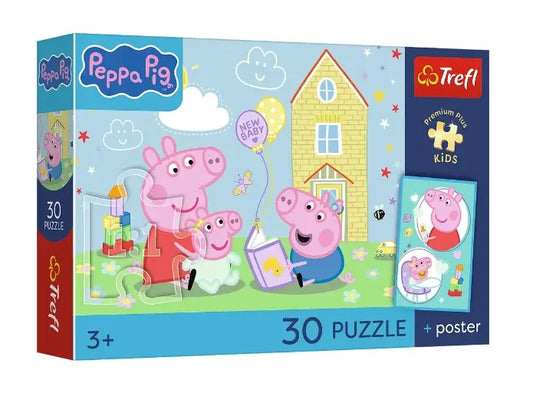 Puzzle Premium Plus Kids Świnka Peppa 30 ele, Peppa ma plan i kolekcjonerski plakat