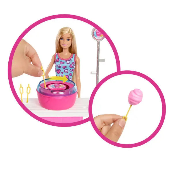 Barbie Malibu, stoisko z grą i watą cukrową